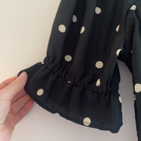 H&M black and cream polka dot blouse size medium - Picture 3 of 8